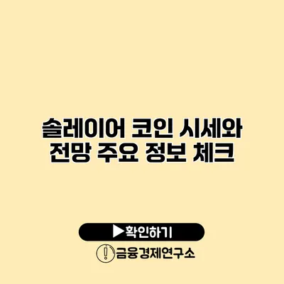 솔레이어 코인 시세와 전망 주요 정보 체크