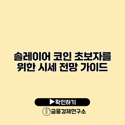 솔레이어 코인 초보자를 위한 시세 전망 가이드