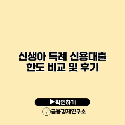 신생아 특례 신용대출 한도 비교 및 후기