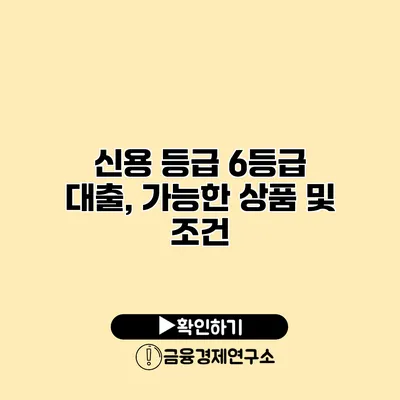 신용 등급 6등급 대출, 가능한 상품 및 조건