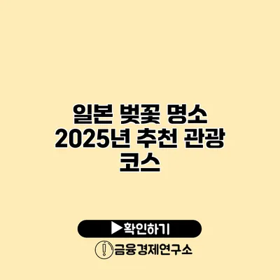 일본 벚꽃 명소 2025년 추천 관광 코스