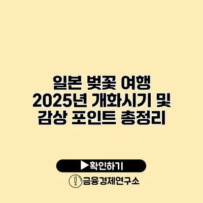 일본 벚꽃 여행 2025년 개화시기 및 감상 포인트 총정리