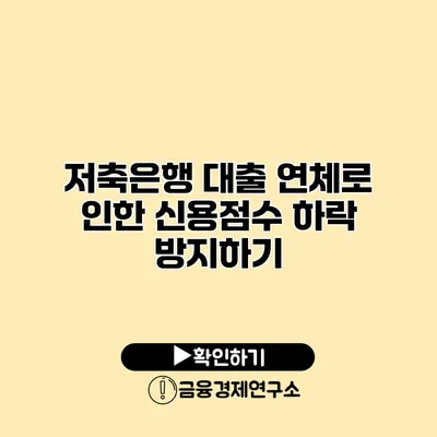 저축은행 대출 연체로 인한 신용점수 하락 방지하기