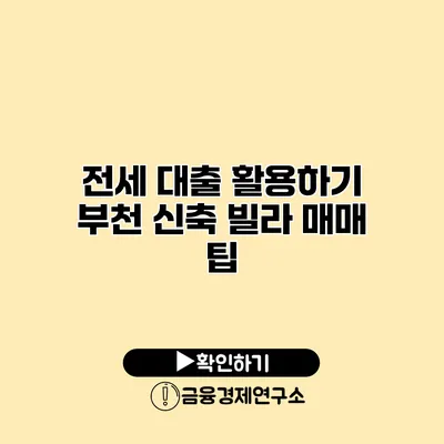 전세 대출 활용하기 부천 신축 빌라 매매 팁