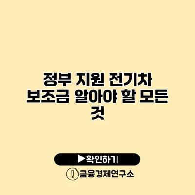 정부 지원 전기차 보조금 알아야 할 모든 것