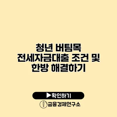 청년 버팀목 전세자금대출 조건 및 한방 해결하기