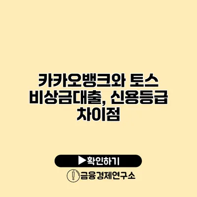 카카오뱅크와 토스 비상금대출, 신용등급 차이점