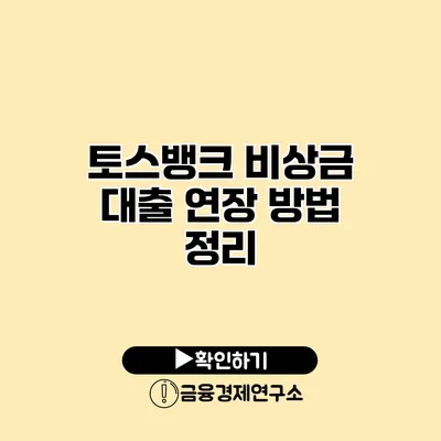 토스뱅크 비상금 대출 연장 방법 정리