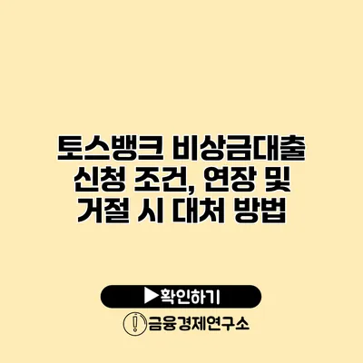 토스뱅크 비상금대출 신청 조건, 연장 및 거절 시 대처 방법