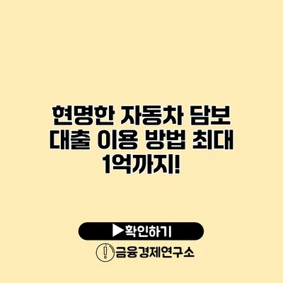 현명한 자동차 담보 대출 이용 방법 최대 1억까지!