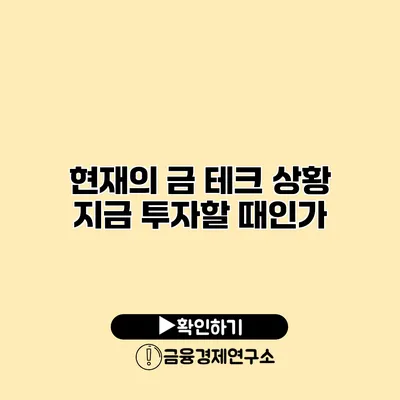 현재의 금 테크 상황 지금 투자할 때인가?