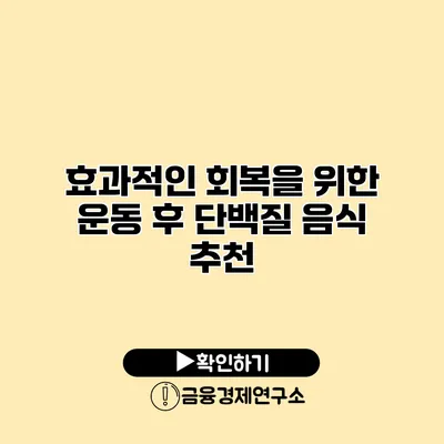 효과적인 회복을 위한 운동 후 단백질 음식 추천