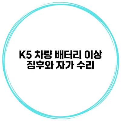 K5 차량 배터리 이상 징후와 자가 수리