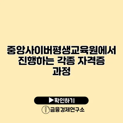 중앙사이버평생교육원에서 진행하는 각종 자격증 과정