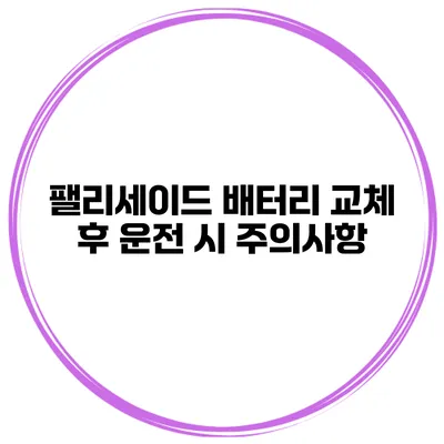 팰리세이드 배터리 교체 후 운전 시 주의사항