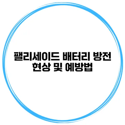 팰리세이드 배터리 방전 현상 및 예방법